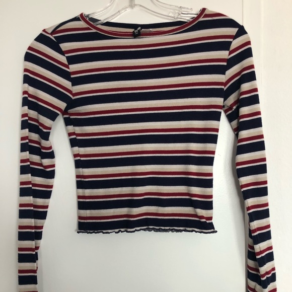 Striped Cropped Forever 21 Long Sleeve - Picture 2 of 3